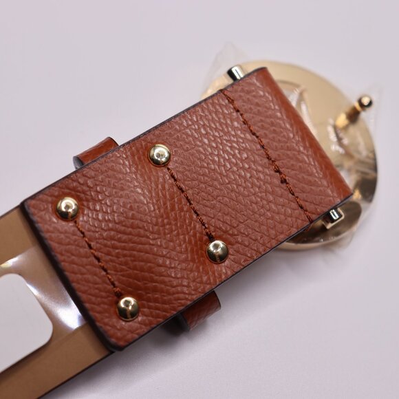 Michael Kors MK Logo Belt Women Size 8 Medium Brown Genuine Leather New